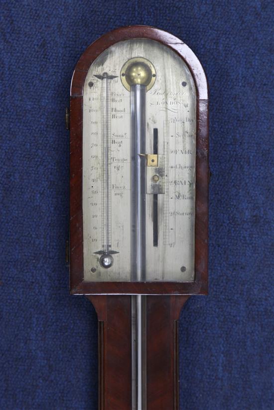 Rubergall of London. A Regency mahogany stick barometer 3ft.